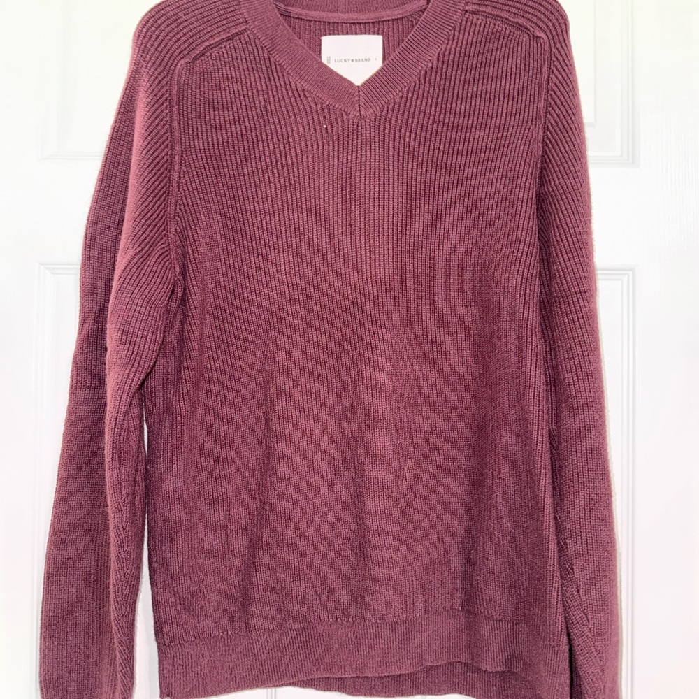 Lucky Brand Women’s V-Neck Burgundy Sweater